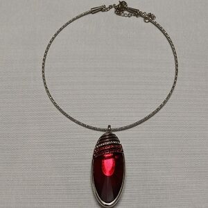 Elegant Silver and Red Pendant Necklace